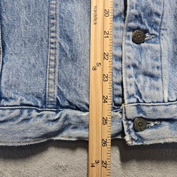 GAP Distressed Denim Jean Jacket Men's medium Blue Long Sleeve Vintage USA - Picture 9 of 13